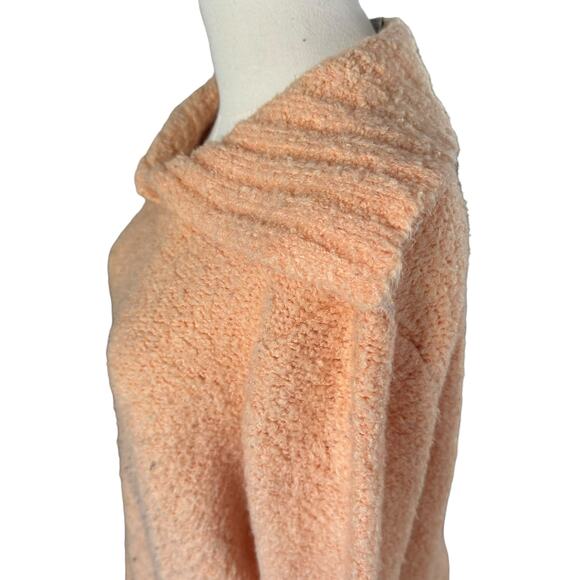 Talbots Shawl Collar Sweater Tangerine Orange Soft Fuzzy Wool Blend Chunky Knit - Picture 6 of 16